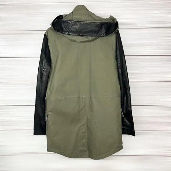 MACKAGE Montreal Zip Front Hooded Jacket with Leather Sleeves Removable Lining M - Picture 5 of 15